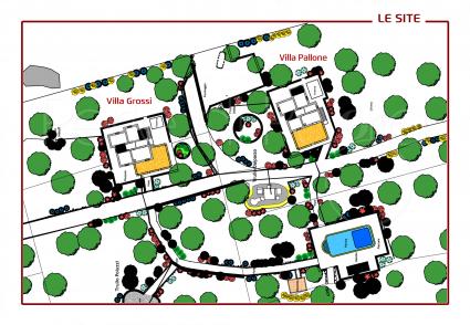 The map of the villa for rent in the countryside of Ostuni